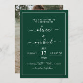Emerald Green Wedding met fotouitnodiging Kaart (Voorkant / Achterkant)
