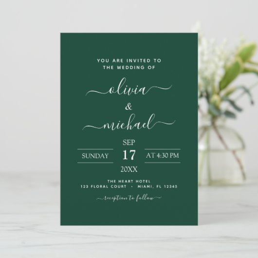 Emerald Green Wedding met fotouitnodiging Kaart (Staand voorkant)