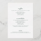 Emerald Green Wedding Minimal Elegant Goud Folie Uitnodiging (Achterkant)