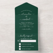Emerald Green Wedding Modern Typografie RSVP All In One Uitnodiging (Binnen)