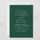 Emerald Green Wedding Modern Typography Invitation Kaart (Voorkant)
