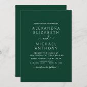 Emerald Green Wedding Modern Typography Invitation Kaart (Voorkant / Achterkant)