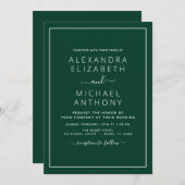 Emerald Green Wedding Modern Typography Invitation Kaart (Voorkant / Achterkant)