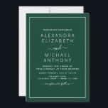 Emerald Green Wedding Modern Typography Invitation Kaart<br><div class="desc">Emerald Dark Green Wedding Spring of Summer Wedding Invitations - bevat prachtige en elegante scripttypografie met een moderne,  eenvoudige en klassieke kleur voor de speciale dag van de bruiloft.</div>