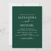 Emerald Green Wedding Modern Typography Invitation Kaart (Voorkant)