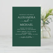 Emerald Green Wedding Modern Typography Invitation Kaart (Staand voorkant)