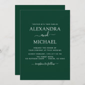 Emerald Green Wedding Modern Typography Invitation Kaart (Voorkant / Achterkant)
