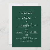 Emerald Green Wedding Modern Typography Invitation Kaart (Voorkant)
