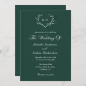 Emerald Green Wedding Monogram Kaart (Voorkant / Achterkant)