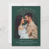 Emerald green Wedding monogram Save the Date (Voorkant)