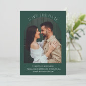 Emerald green Wedding monogram Save the Date (Staand voorkant)