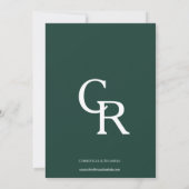 Emerald green Wedding monogram Save the Date (Achterkant)