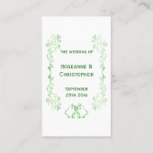 Emerald Green Wedding Place Card Bells Scrollwork Plaatskaartje (Achterkant)