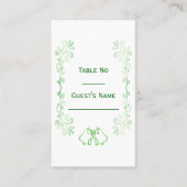 Emerald Green Wedding Place Card Bells Scrollwork Plaatskaartje (Voorkant)