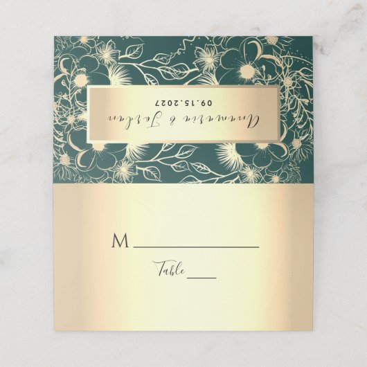 Emerald Green Wedding Place Card Plaatskaartje (Buitenkant ongevouwen)