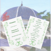 Emerald Green Wedding Program Bells ScrollWork Programmakaart