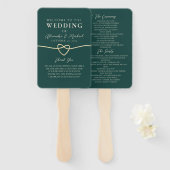 Emerald Green Wedding Program Hand Fan Handwaaier (Voorkant en achterkant)