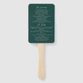 Emerald Green Wedding Program Hand Fan Handwaaier (Achterkant)