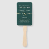 Emerald Green Wedding Program Hand Fan Handwaaier (Voorkant)