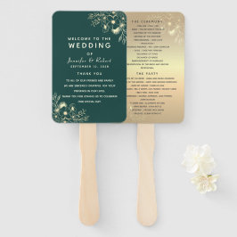 Emerald Green Wedding Program Hand Fan Handwaaier