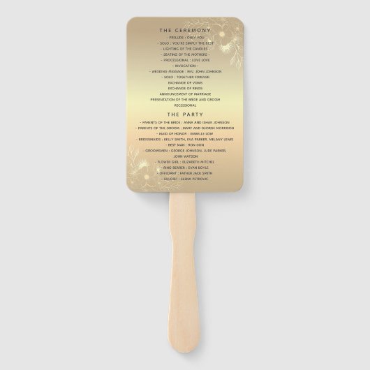 Emerald Green Wedding Program Hand Fan Handwaaier (Achterkant)