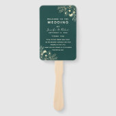 Emerald Green Wedding Program Hand Fan Handwaaier (Voorkant)
