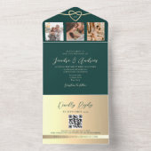 Emerald Green Wedding QR-code All In One Uitnodiging (Binnen)