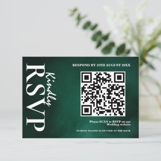Emerald Green Wedding QR Code RSVP (Staand voorkant)