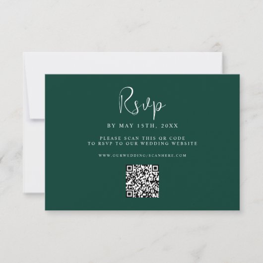 Emerald Green Wedding QR-code RSVP Kaartje (Voorkant)