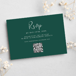 Emerald Green Wedding QR-code RSVP Kaartje