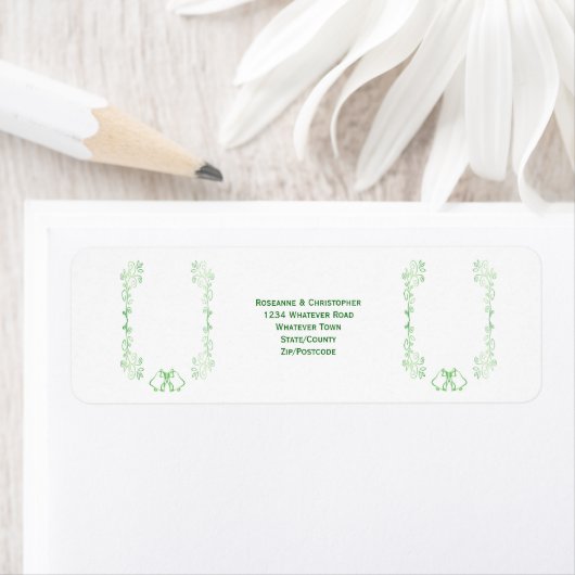 Emerald Green Wedding Retour Adres Label Bells (Insitu)