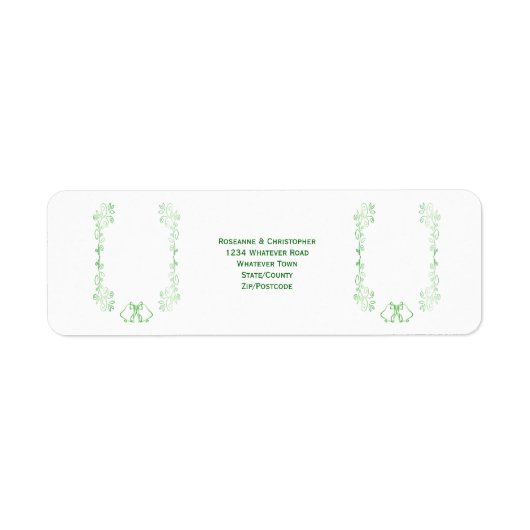 Emerald Green Wedding Retour Adres Label Bells (Voorkant)