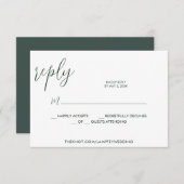 Emerald Green Wedding RSVP Calligraphy Simple (Voorkant / Achterkant)