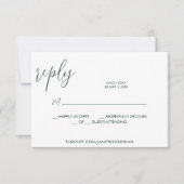 Emerald Green Wedding RSVP Calligraphy Simple Kaartje (Voorkant)