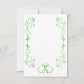 Emerald Green Wedding RSVP Kaart Bells Scrollwork (Achterkant)