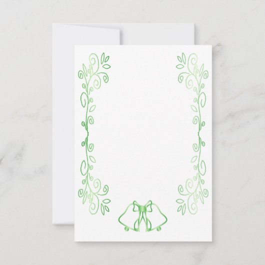 Emerald Green Wedding RSVP Kaart Bells Scrollwork (Achterkant)