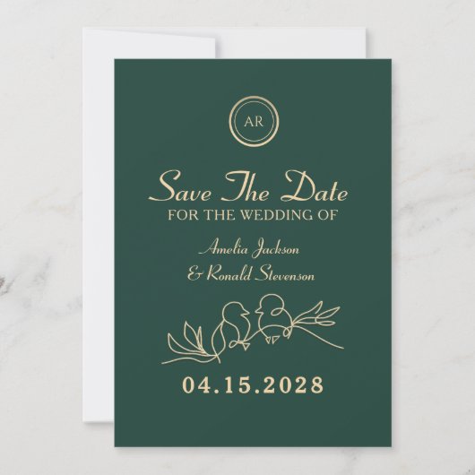 Emerald Green Wedding Save The Date (Voorkant)