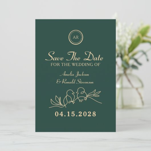 Emerald Green Wedding Save The Date (Staand voorkant)