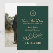Emerald Green Wedding Save The Date (Voorkant / Achterkant)