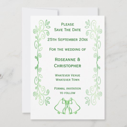 Emerald Green Wedding Sla de datumbellen op Save The Date (Voorkant)