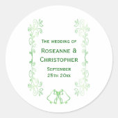 Emerald Green Wedding Sticker Bells Scrollwork (Voorkant)