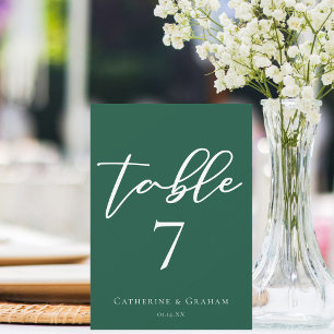 Emerald Green Wedding Table Number Kaart