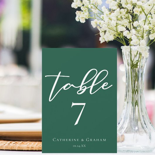 Emerald Green Wedding Table Number Kaart
