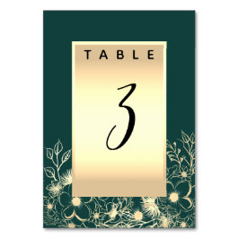 Emerald Green Wedding Table Number Kaart