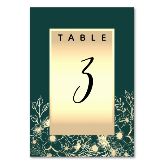 Emerald Green Wedding Table Number Kaart (Voorkant)
