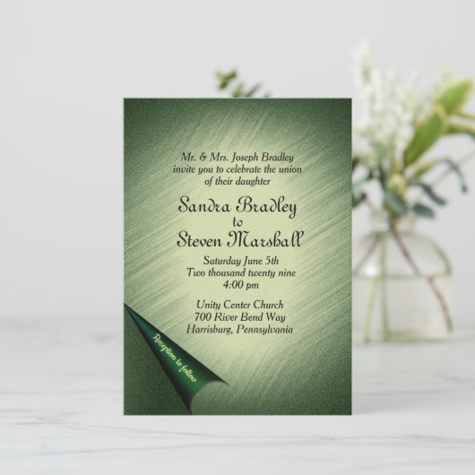 Emerald Green Wedding Uitnodiging (Staand voorkant)