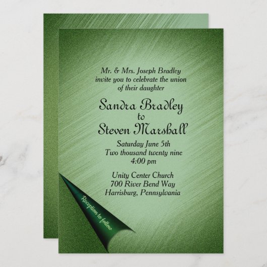 Emerald Green Wedding Uitnodiging (Voorkant / Achterkant)