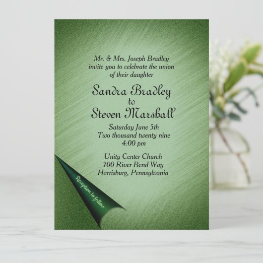 Emerald Green Wedding Uitnodiging (Staand voorkant)