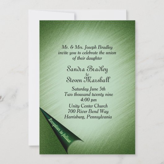 Emerald Green Wedding Uitnodiging (Voorkant)