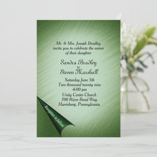 Emerald Green Wedding Uitnodiging (Staand voorkant)